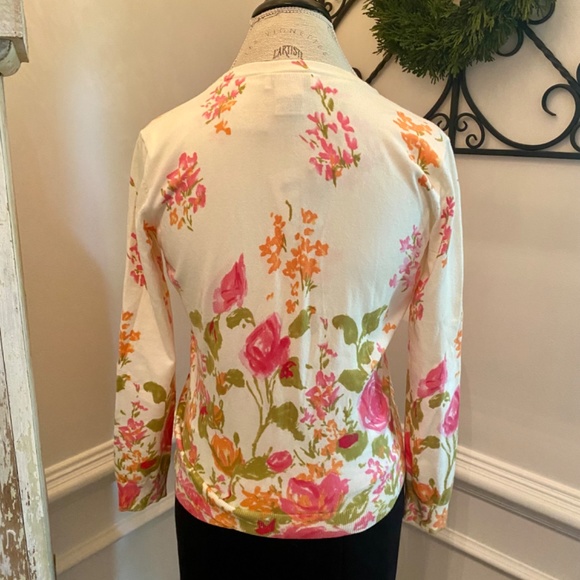 Talbots Petite Women's Twin Sweater Set Size PS Tank & Cardigan Floral NWT - Picture 3 of 9